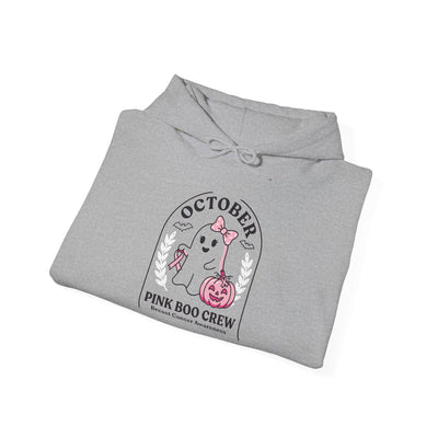 Halloween Ghost Hoodie — "October Pink Boo Crew" Graphic Pullover