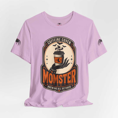 Momster Caffeine Coven Tee | Halloween Mom shirt, spooky pumpkin coffee design