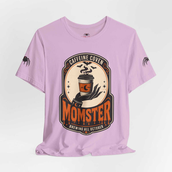 Momster Caffeine Coven Tee | Halloween Mom shirt, spooky pumpkin coffee design