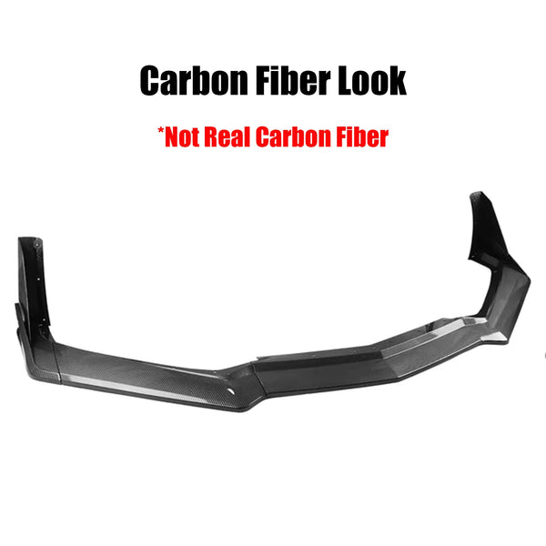 Black Widow Corvette C8, Car Front Bumper Lip Spoiler Splitter For Chevrolet Corvette C8 2 Door Z51 Stingray STG 3 2020-2024 Glossy Black Carbon Look