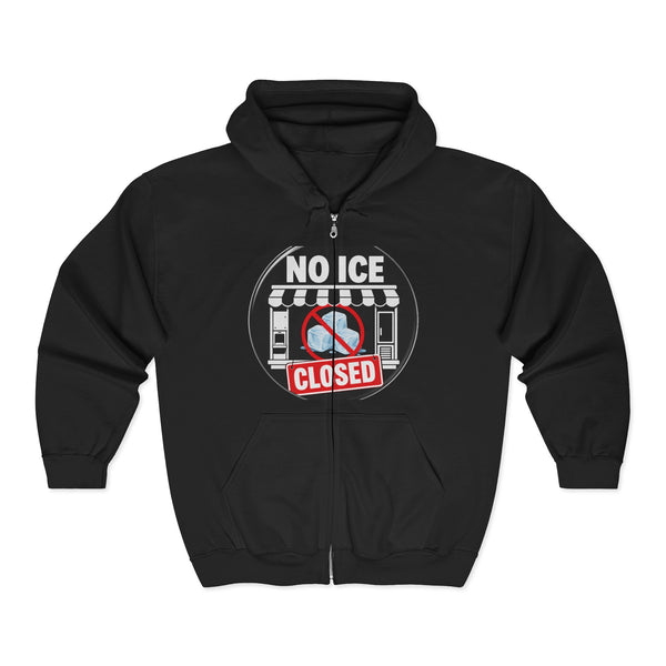 Black Widow Performance Zip Hoodie — 'No Ice Closed' Graphic