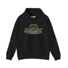 Black Widow Performance Hoodie with racing graphic and spider accents on sleeves