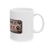 White ceramic mug in 11oz and 15oz sizes with vivid custom designs, BPA and lead-free, microwave and dishwasher-safe