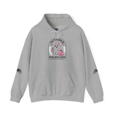 Halloween Ghost Hoodie — "October Pink Boo Crew" Graphic Pullover