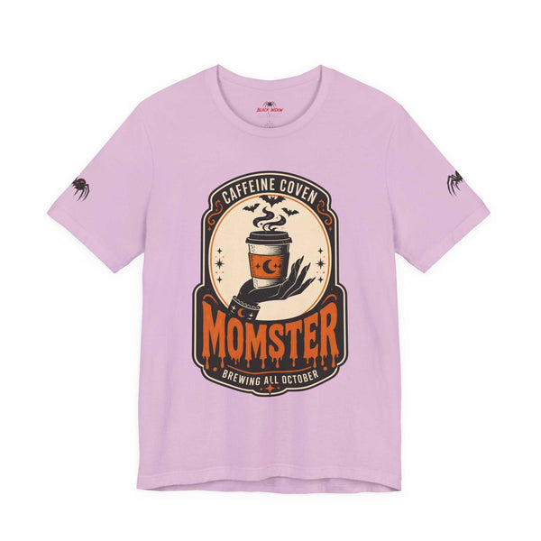 Momster Caffeine Coven Tee | Halloween Mom shirt, spooky pumpkin coffee design