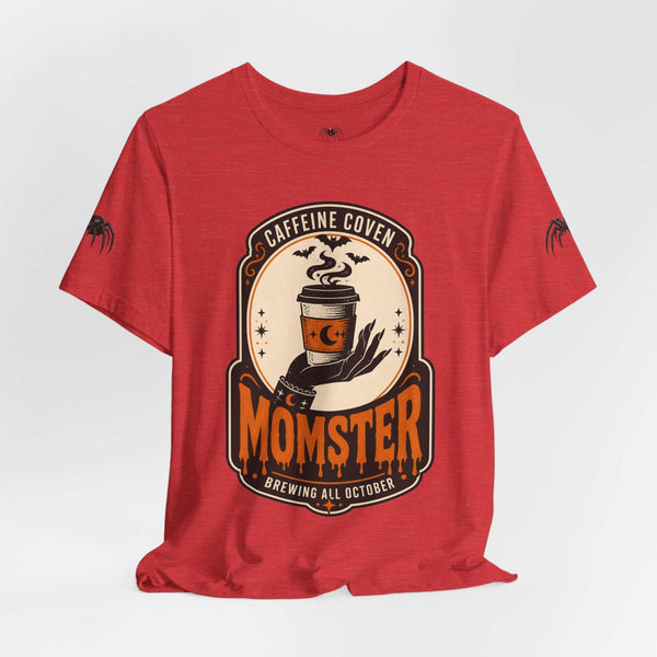 Momster Caffeine Coven Tee | Halloween Mom shirt, spooky pumpkin coffee design