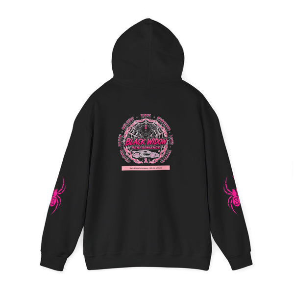 Black Widow Performance Hoodie — Pink Spider Racing Design