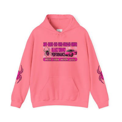 Black Widow Performance Hoodie — Pink Spider Racing Design