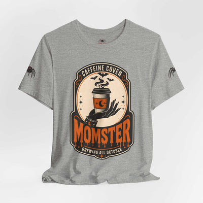 Momster Caffeine Coven Tee | Halloween Mom shirt, spooky pumpkin coffee design