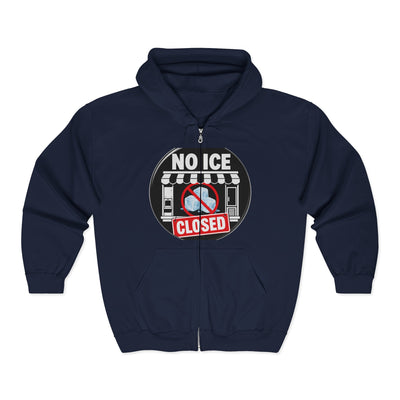 Zip Hoodie — 'No Ice Closed' Graphic