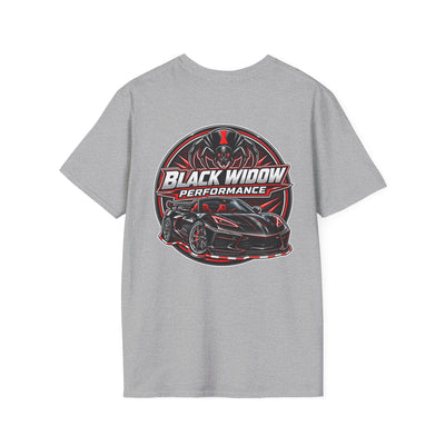 Black Widow Performance Corvette Z51 T-shirt with black-centered design and subtle Corvette motif