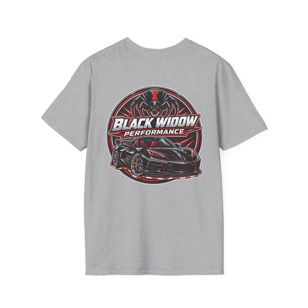 Black Widow Performance Corvette Z51 T-shirt with black-centered design and subtle Corvette motif