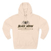 Black Widow Performance Hoodie black fleece pullover with spider logo and bold Game Day racing graphics