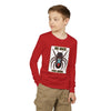 Youth Long Sleeve Tee — 'Be Nice You Jerk' Spider Graphic Front & Black Widow Performance Car Back
