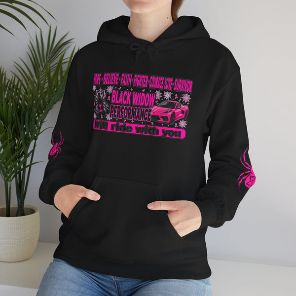 Black Widow Performance Hoodie — Pink Spider Racing Design