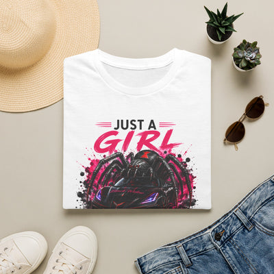 Just A Girl Who Loves Cars T-Shirt — Racing Spider Graphic Tee