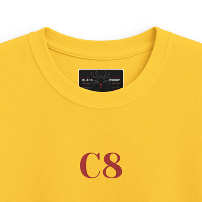 Kids C8 Corvette black tee with sleek sports car design for children