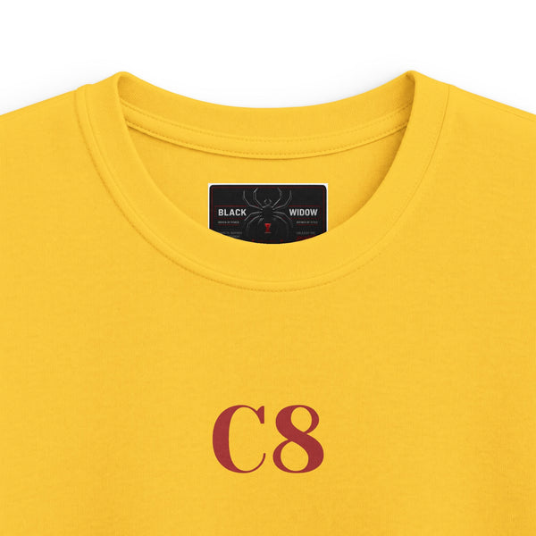 Kids C8 Corvette black tee with sleek sports car design for children