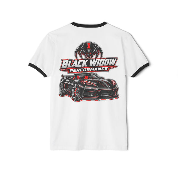 Black Widow Performance unisex cotton ringer t-shirt with contrasting collar and sleeve bands