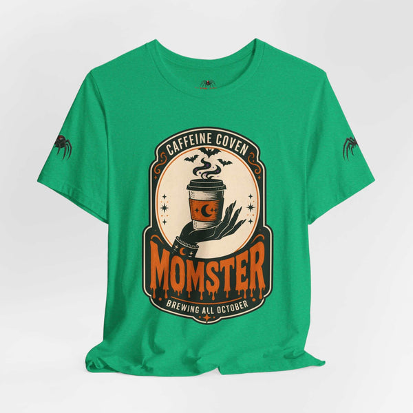 Momster Caffeine Coven Tee | Halloween Mom shirt, spooky pumpkin coffee design
