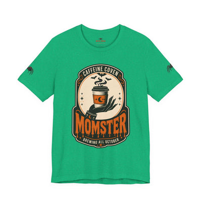 Momster Caffeine Coven Tee | Halloween Mom shirt, spooky pumpkin coffee design