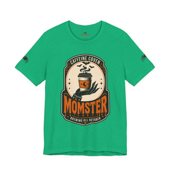 Momster Caffeine Coven Tee | Halloween Mom shirt, spooky pumpkin coffee design