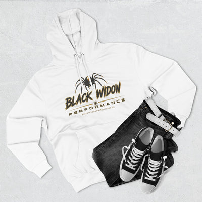 Black Widow Performance Hoodie in black with spider logo and bold Game Day Racing print