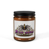 Gothic Bat Soy Candle in amber jar with warm glow and natural soy wax