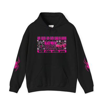 Black Widow Performance Hoodie — Pink Spider Racing Design