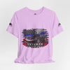 Black Veteran Corvette C8 Tee with Black Widow Performance graphic on black cotton shirt