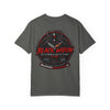Black Widow Corvette C8 Dad T-shirt in black, featuring a sleek car silhouette and soft garment-dyed cotton for Father's Day.