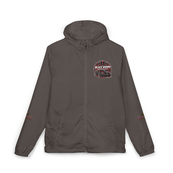 Black Widow Mardi Gras Blackout Nation windbreaker with "March Goes Insanity" graphic and pale camo shell