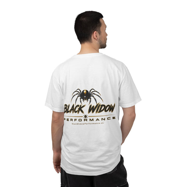 Venom in Motion Corvette C8 T-shirt with black widow graphic and relaxed fit