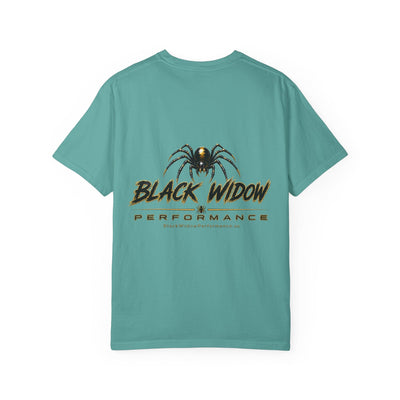 Venom in Motion Corvette C8 T-shirt with black widow and Corvette graphic design