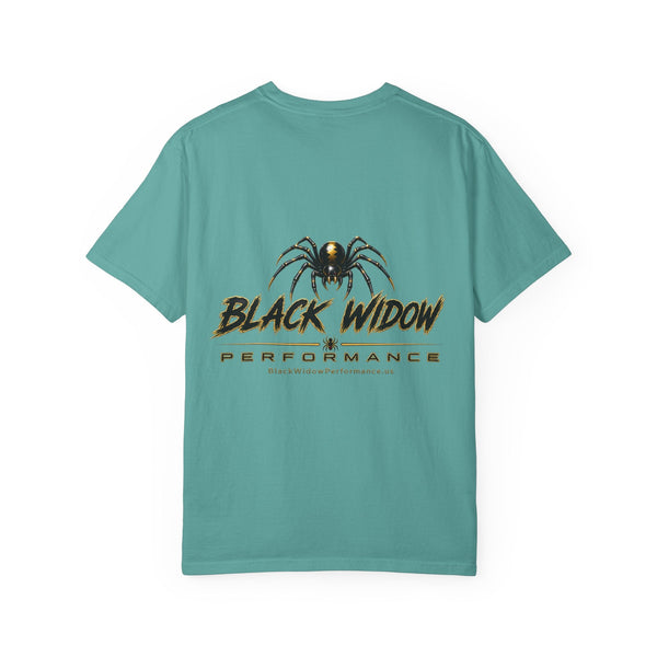Venom in Motion Corvette C8 T-shirt with black widow and Corvette graphic design