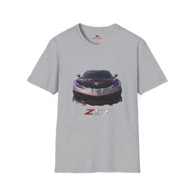 Black Widow Performance Corvette Z51 T-shirt with black-centered design and Corvette motif