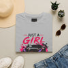 Girls Drive Fast Too Corvette C8 T-Shirt with bold chest design on lightweight cotton fabric