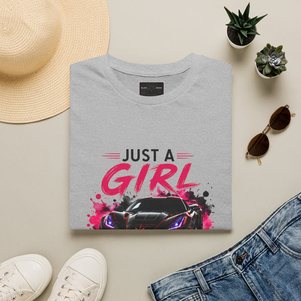 Girls Drive Fast Too Corvette C8 T-Shirt with bold chest design on lightweight cotton fabric