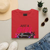 Girls Drive Fast Too Corvette C8 T-shirt showcasing bold chest design on lightweight cotton fabric