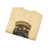 Black heavyweight Who Dat? Black Widow racing graphic tee with vintage cotton fabric and bold chest design